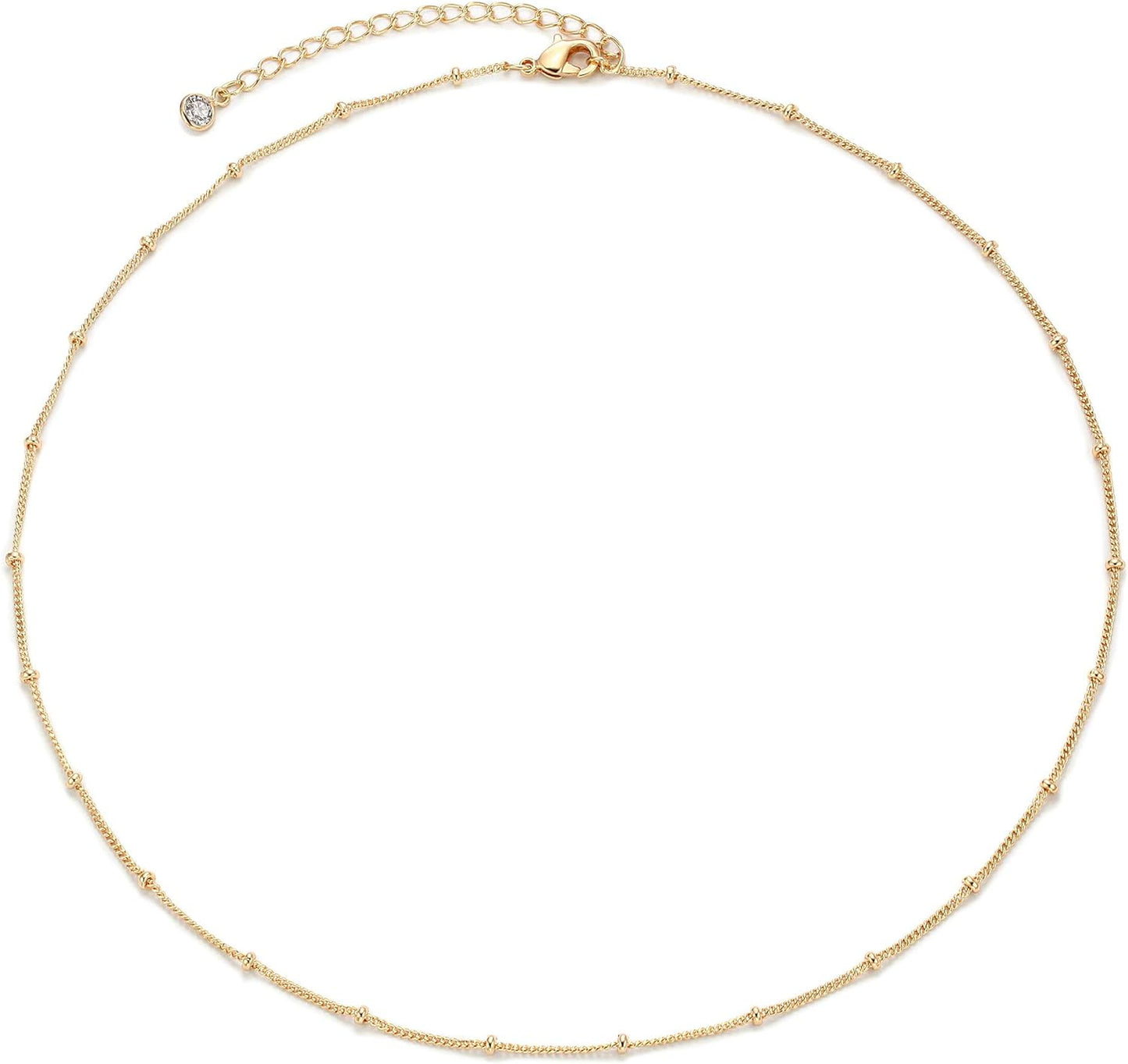 Dainty Gold Chain Choker Necklace 14K Gold Plated Handmade 