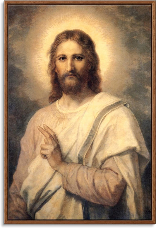 Floating Frame Canvas Print Wall Art - Painting of Jesus Christ by Heinrich Hofmann - 16X24 Inches