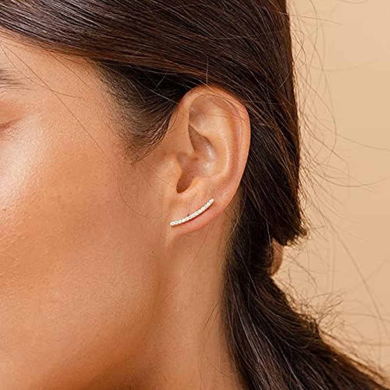  Faux Diamond Arrow Ear Climber Fashion Earrings in Rose Gold 14K Gold Plated