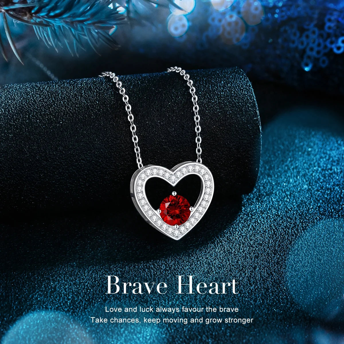 Brave Heart 925 Silver Necklaces with Birthstone 