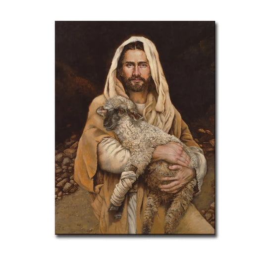 Jesus Christ God with Lamb Vintage Poster Minimalist Art Canvas Print Wall Picture Modern Home Room Decoration